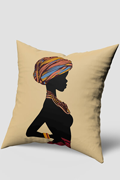 EsnafAli Cream Ethnic African Woman Figured Throw Pillow Cover