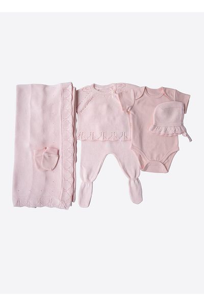 kitikate Pink Lora Knitwear 6-Piece Hospital Discharge Set