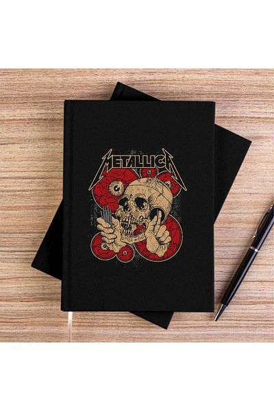 Z zepplin Metallica Skull Battery Black Canvas Notebook