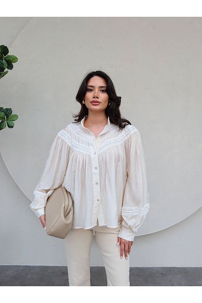 ESRAHELVACI Cămașă oversize cu detaliu din dantelă