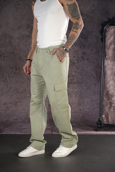 Butik TREND WE Ανδρικό τζιν παντελόνι με χαλαρή εφαρμογή φαρδιά εφαρμογή Cargo Pocket