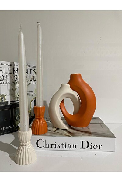 ÇİMEN HOME Sevgili Vazo Sarmaşık Vazo Mumluklu Şamdanlı Set