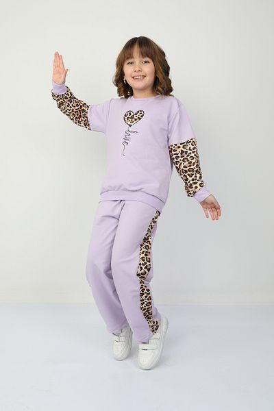 e-çocuk Girl's Heart Leopard Suit 37036