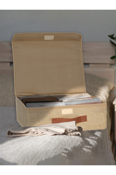 JOLIE Jüt Kapaklı Kutu Çok Amaçlı Çekmece İçi Düzenleyici 30x23x11