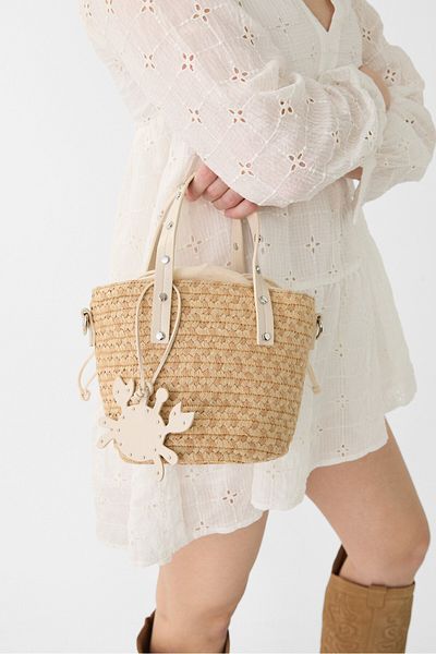 Stradivarius Contrast braided bag with studs