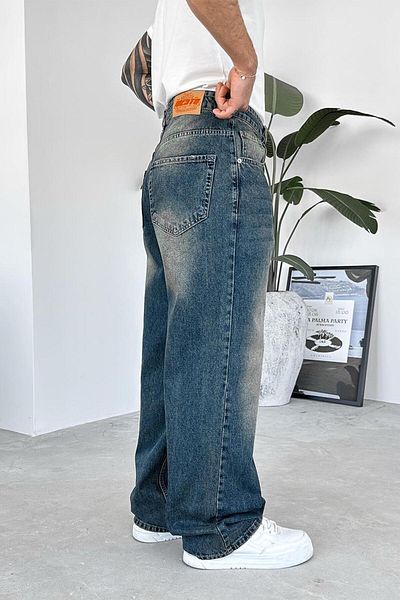 HAFKAGİYİM Αντίκα Μπλε Soft Gradient Basic Extra Loose Παντελόνι