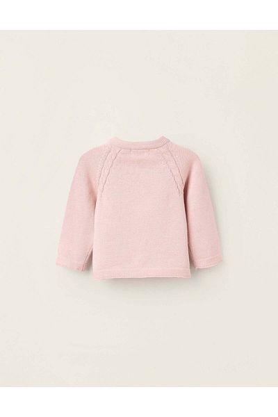 Ziddy Cotton Cardigan for Newborn Girls, Pink
