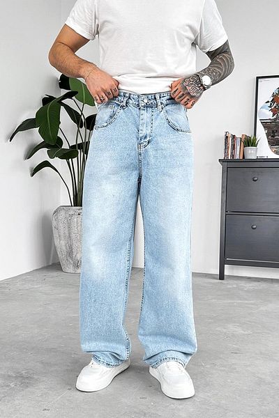 HAFKAGİYİM Μαλακό Ice Blue Soft Gradient Basic Extra Loose Παντελόνι