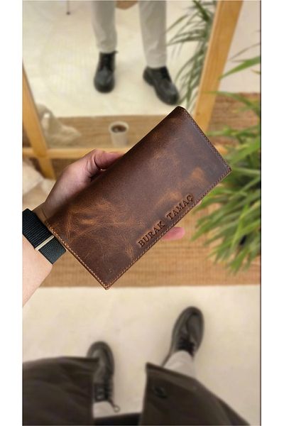 AKING GENUINE LEATHER WITH MAGNET HAND HOLDER WALLET WITH PHONE Compartment