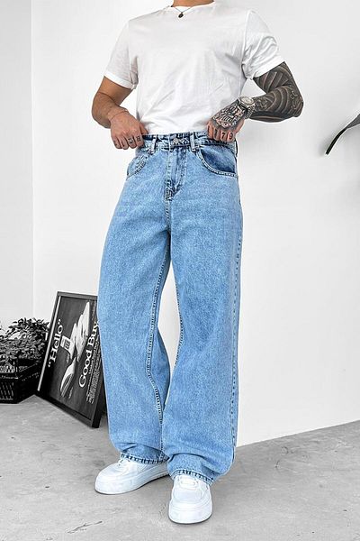 HAFKAGİYİM Ice Blue Soft Gradient Basic Extra Loose Παντελόνι