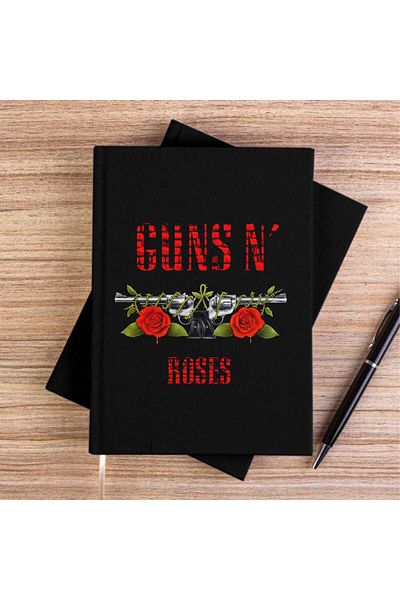Z zepplin Guns N Roses the Red Wall Black Canvas Notebook