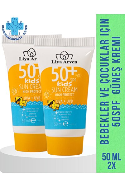 Liya Arven Çocuklar Için Hassas Ve Yüksek Korumalı Güneş Kremi 50 ml x 2adet