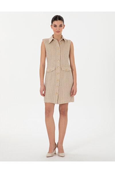 Pierre Cardin Bej Regular Fit Dokuma Elbise 50305999-VR011