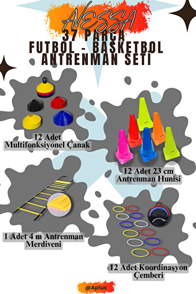 AVESSA 37 Parça Futbol Basketbol Profesyonel Antrenman Seti 4m Merdiven Huni ...