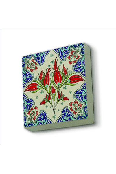 Souvenest Osmanlı İznik Çini Deseni Baskılı Taş Magnet 5X5
