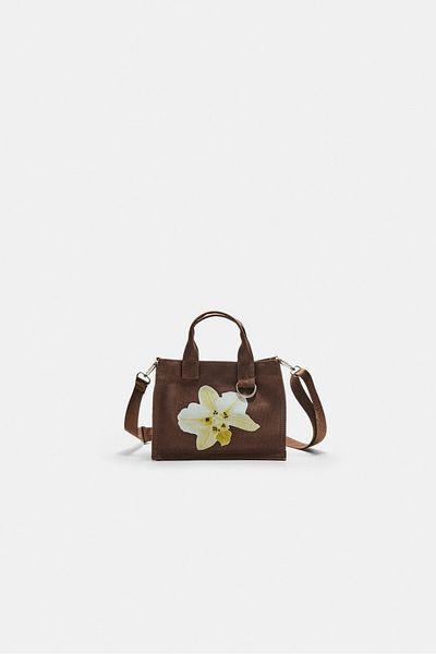 Stradivarius Canvas crossbody bag with flower