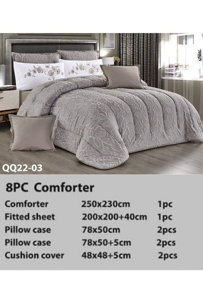 Moon Luxury Embroidered Jacquard Bedspread, 8 Pieces, 230x250cm, 200x200cm, 78x50cm, 48x48cm, 6kg