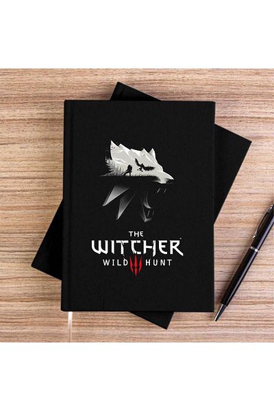 Z zepplin The Witcher 3 Wolf Silhouette Black Canvas Notebook