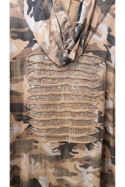 Park Moda Camouflage Pattern Jacket with Paillettes