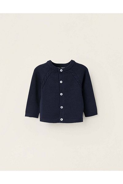 Ziddy Cotton Cardigan for Newborns, Dark Blue