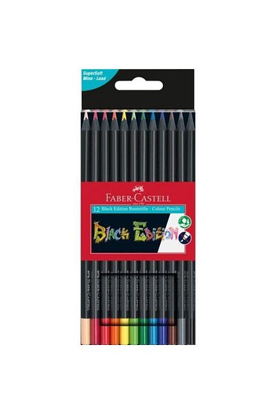 Faber Castell Triangular Colored Pencils Cardboard Box 12 Colors Black Edition