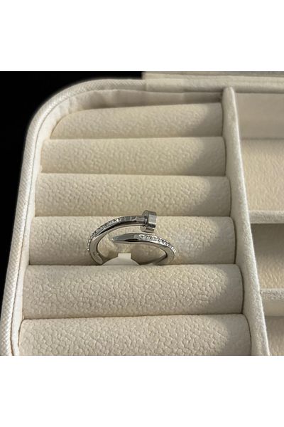 Zeyn Nails Model Adjustable Silver Steel Ring