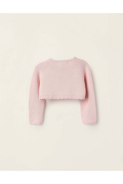 Ziddy Cotton Knit Bolero Cardigan for Newborn Girls, Pink