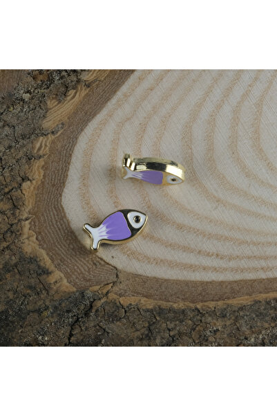 Prestij Boncuk Zlatna metalna figura ribe, ogrlica i narukvica u boji lila i ...