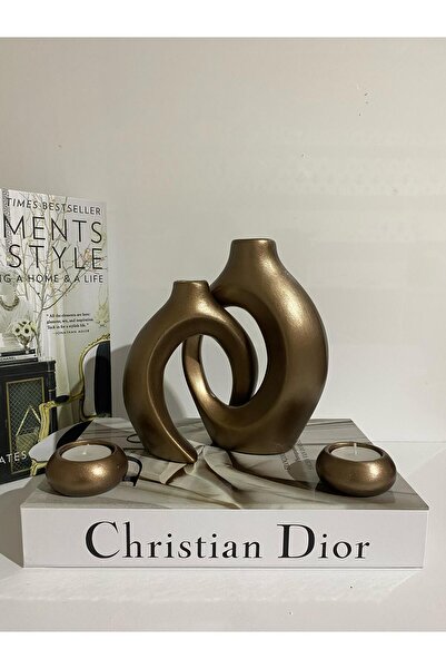 ÇİMEN HOME Sevgili Vazo Sarmaşık Vazo Mumluklu Şamdanlı Set