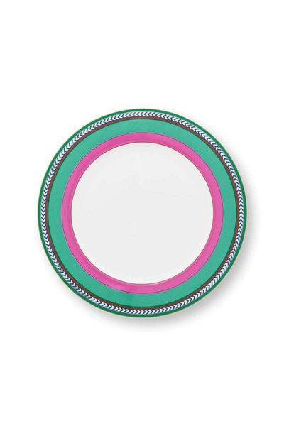 Pip Studio Porcelain plate, Pip Studio, Stripes Pink-Green, 28cm, Pip Chique collection
