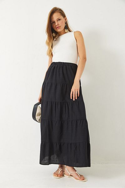Bianco Lucci Damen Volant gefüttert Sommer locker bequem Rock 37079 60282006