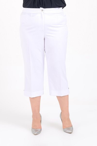 LİLAS XXL Pantaloni Capri din țesătură de mărime mare de culoare albă