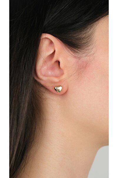 Arpaş 14 Ayar Altın Kalpli Vidalı Küpe