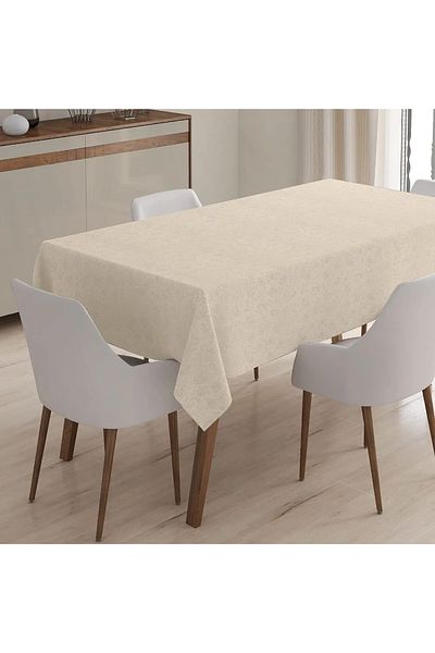 Blue Home Fantastic Fiber Lined Pvc Table Cloth Easy to Clean, Wipeable, Stain Resistant Cream (Erkru)