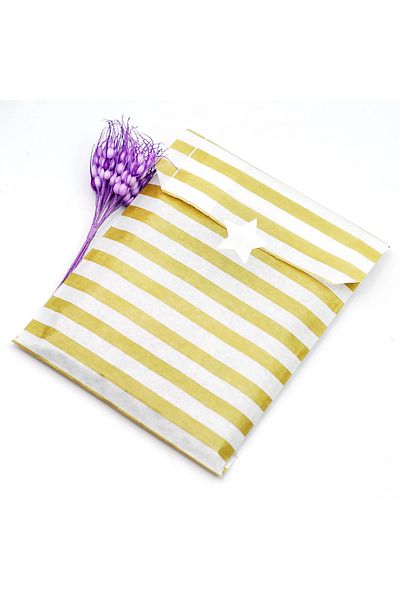 Bimotif Paper Bag with Polka Dot Print, Gold-White 18X30 cm - 500 Pcs