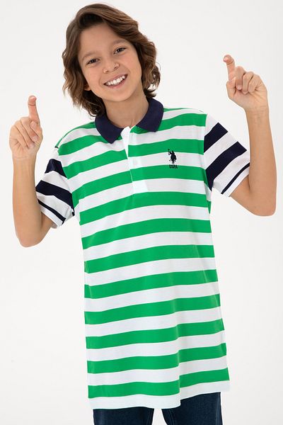 U.S. Polo Assn. تي شيرت للأولاد برقبة بولو باللون الأخضر 50284812 -vr020