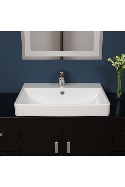 Saudi Ceramic حوض غسيل TYPE-G فوق سطح العمل، 60 سم - أبيض فاتح