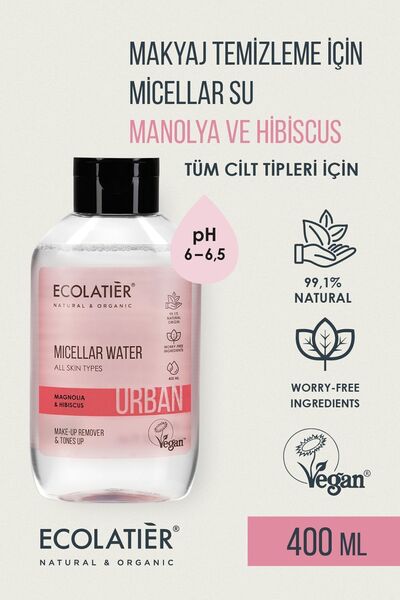 ECOLATIER Makyaj Temizleme Micellar Suyu Nemlendirici % 99 Doğal Tüm Ciltler ...