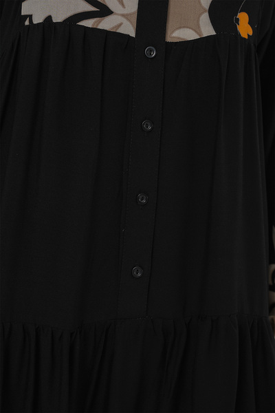 Bigdart 2423 Φόρεμα Hijab με αυθεντικό σχέδιο - Μαύρο 6