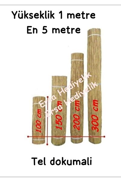 Ersa Hediyelik Kamış Çit Bambu Çit Hasır Doğal 1,00 X 5,00 Metre (TELLİ)