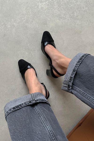 STRASWANS Paris Women's Wrinkled Leather Heeled Shoes Black