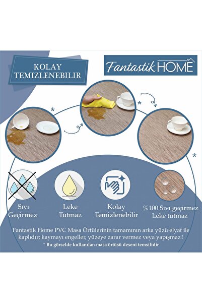 Blue Home Fantastic Fiber Lined Pvc Table Cloth Easy to Clean, Wipeable, Stain Resistant Cream (Erkru)