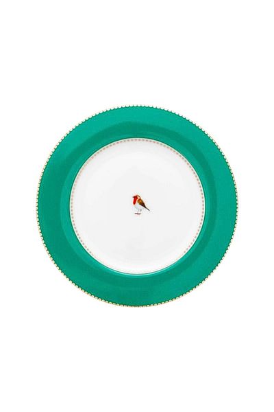 Pip Studio Porcelain Plate, Breakfast, Green, 21 Cm, Love Birds Collection