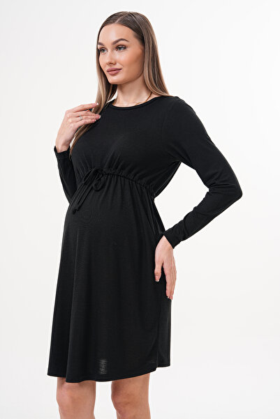 EMSE S E Hamile Yumuşak Kumaş Önü Bağlamalı Elbise