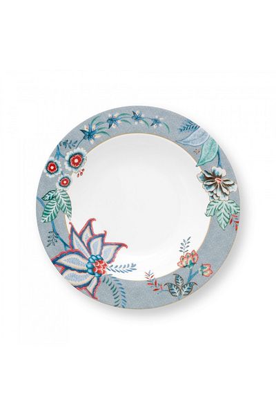 Pip Studio Farfurie adâncă din porțelan, Pip Sudio, Bleu, 21.5cm, colecția Flower Festival