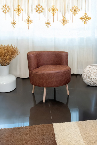 YAPKAR Çay Seti Tekli Koltuk, Berjer (salon, Balkon, Ofis) Nubuk Kahve Rengi