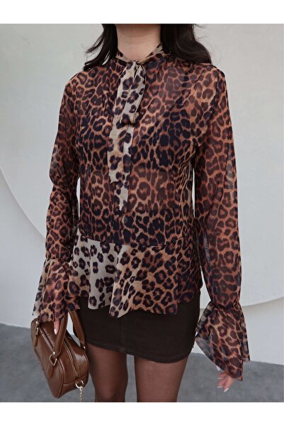 ESRAHELVACI Transparent Tulle Shirt with Scarf Collar