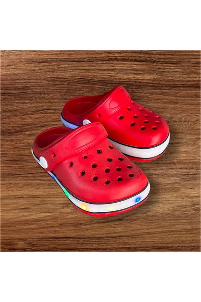 AkınalBella Red Children's Lighted Led Sole Light Slippers Sandals