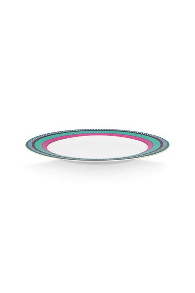 Pip Studio Farfurie din porțelan, Pip Studio, Stripes Pink-Green, 23cm, colecția Pip Chique