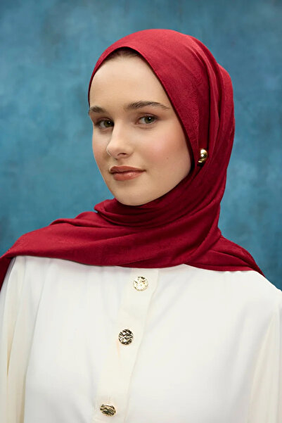 cs camellia scarf Silky Jacquard Ethnic Pattern Shawl - Red